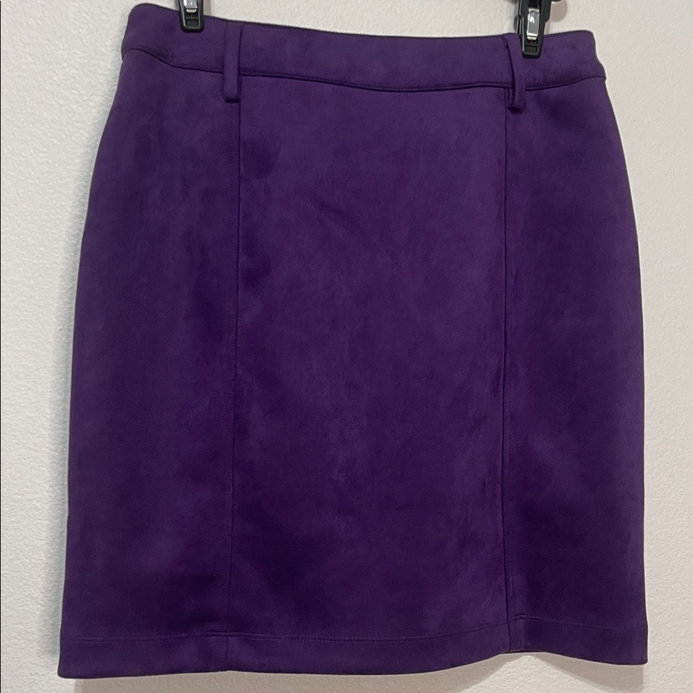 WHBM Skirt Faux Suede Lined Purple Size 00 Waist 14” Length 18.5” EUC - Picture 3 of 7